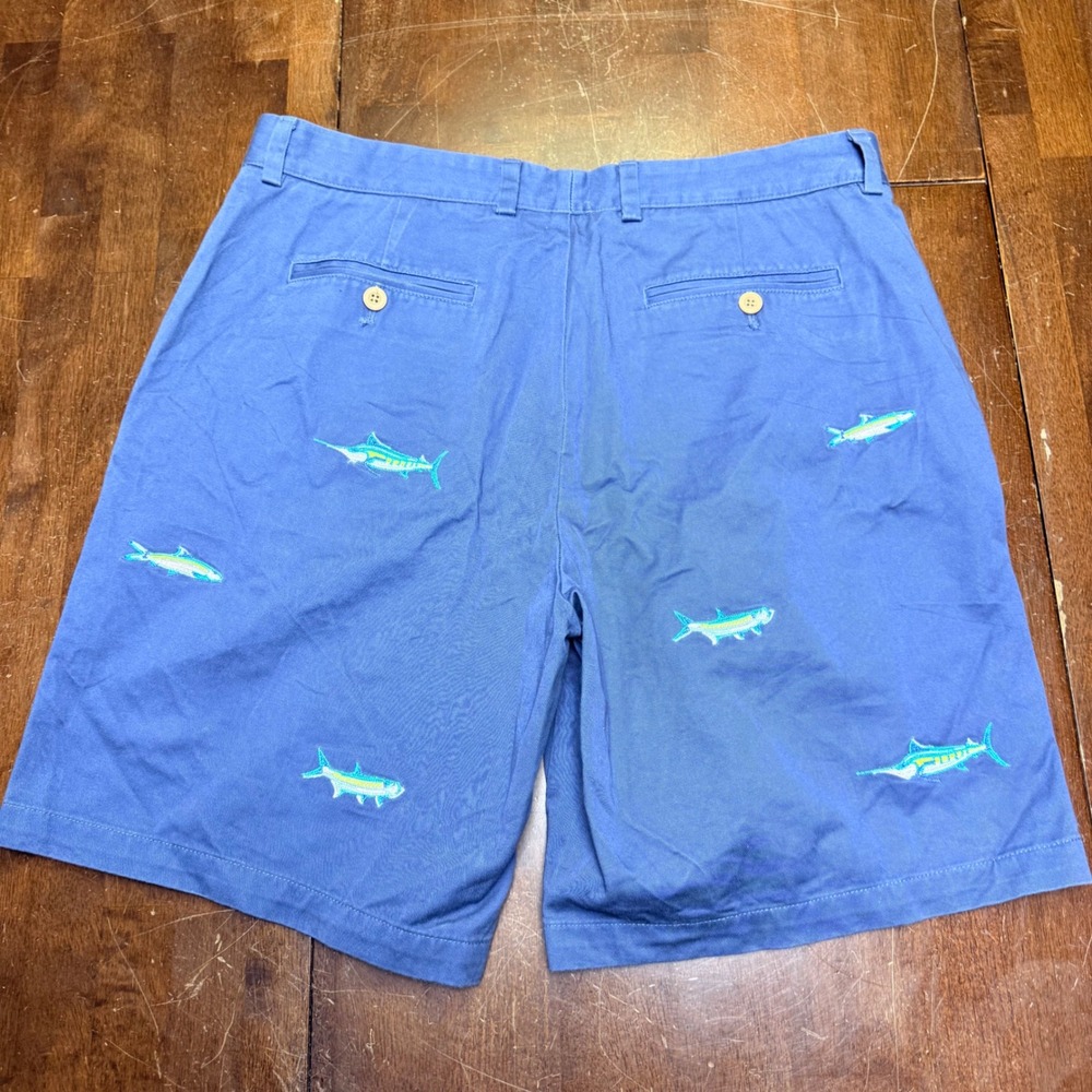 Vineyard Vines Shorts Mens 35 Blue Marlin Fish Embroidered Cotton Twill nautical - Picture 4 of 7